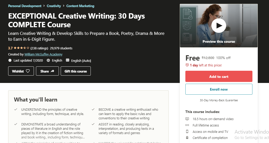 Free Creative Writing Course